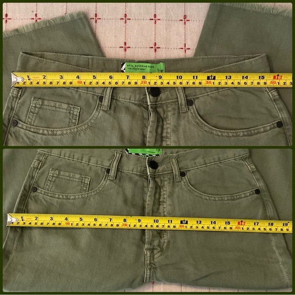 Sandrine Rose FREE PEOPLE Bermuda Shorts Army Green Cotton & Linen Denim Sz 27 - Picture 8 of 8